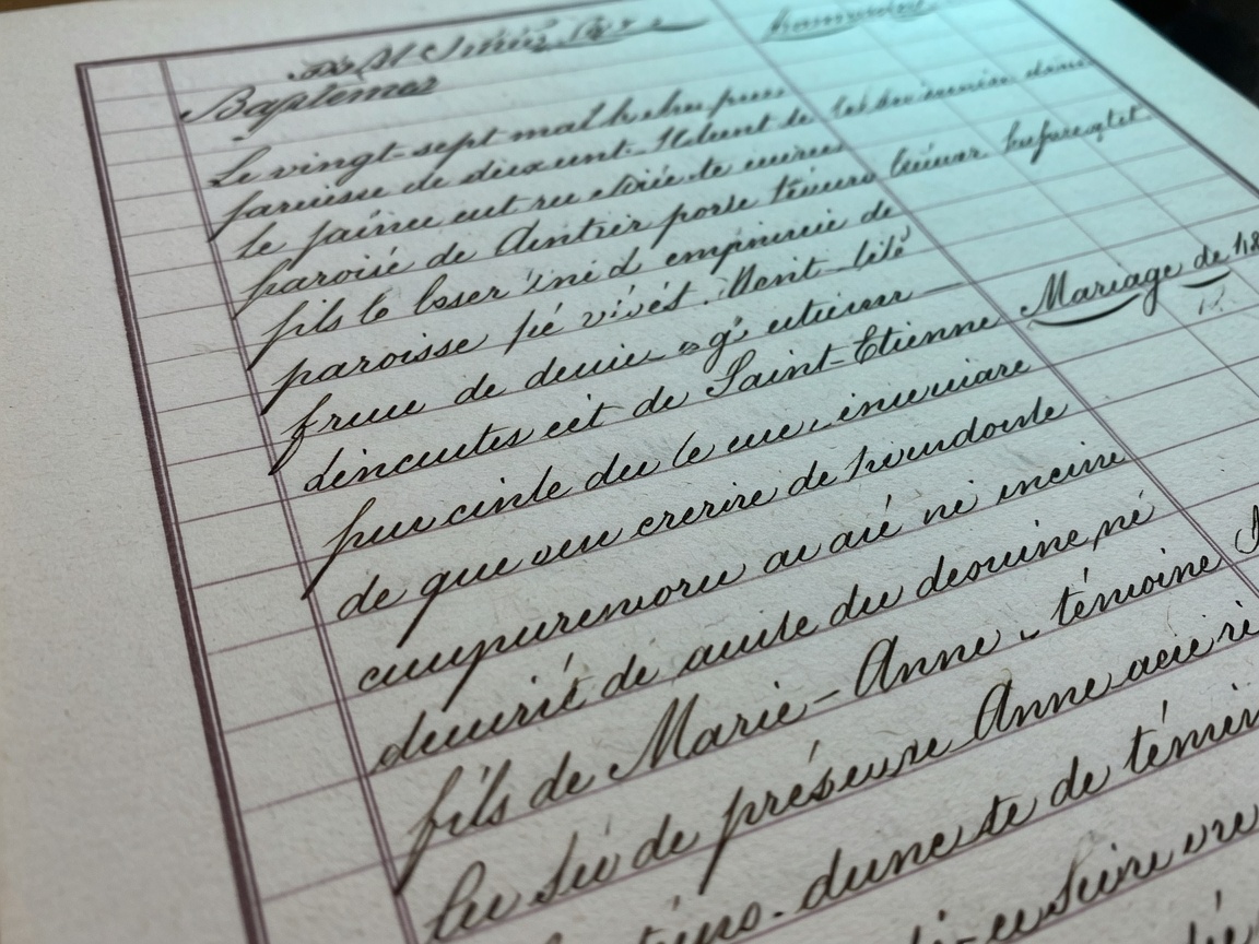 Handwritten page from a French Catholic baptism register.